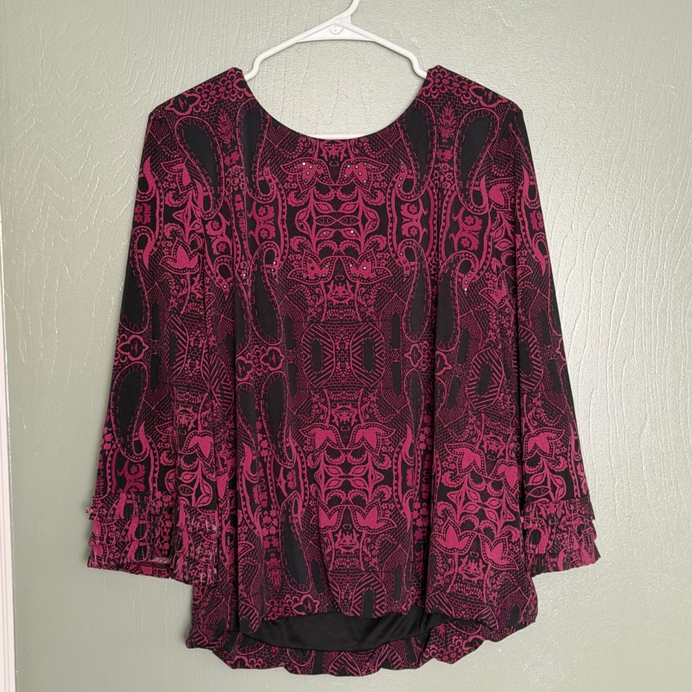 Alfani Pink and Black Long Sleeve Top